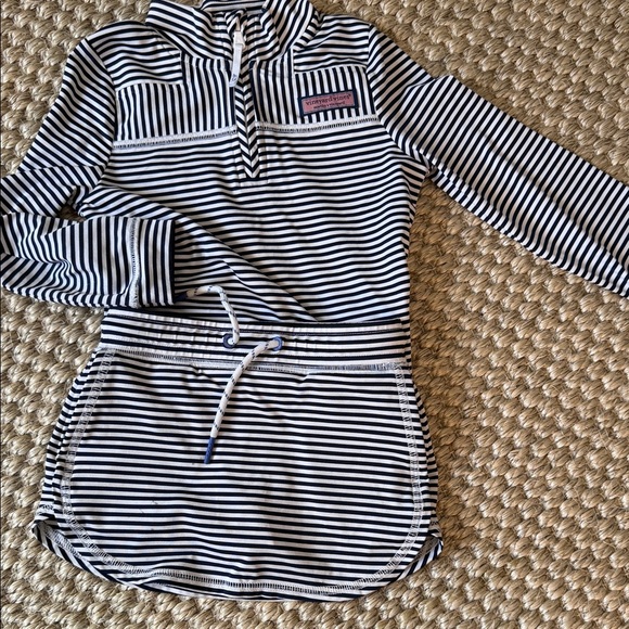 Vineyard Vines Navy and White Striped Kids Matching Set 4T